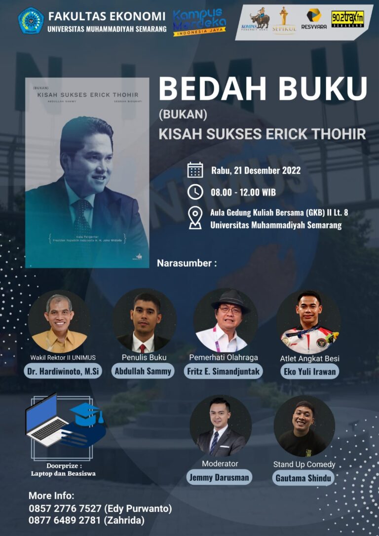 UNIMUS Tuan Rumah Bedah Buku (Bukan) Kisah Sukses Erick Thohir